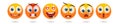 Emoji set. Vector emojies pack. Human emotions: happy, angry, enamored, surprised, sad, embarrassed emotions.